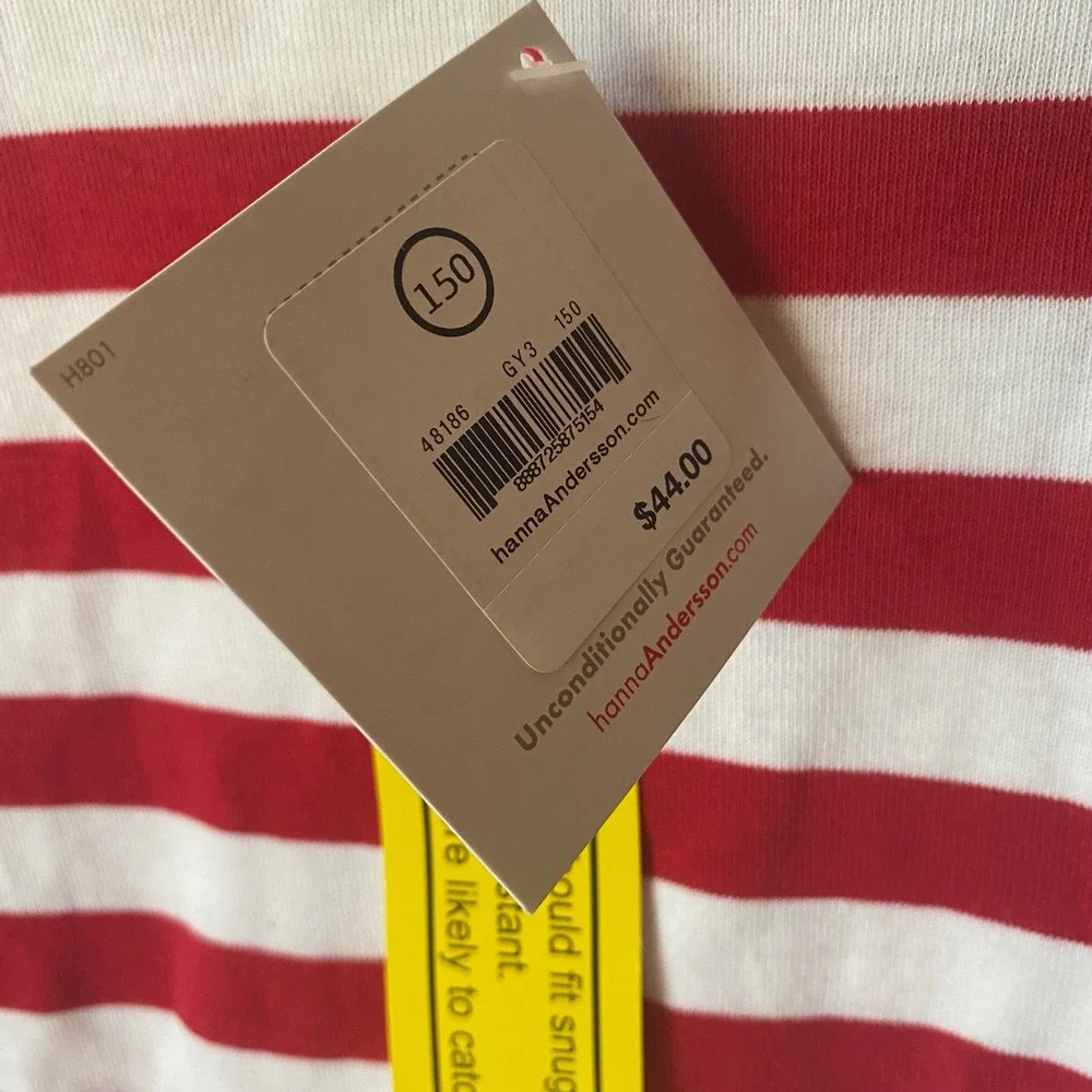 Hanna Andersson Kid Red Candy Cane Striped Organic Cotton Pajama Sz 12 Christmas